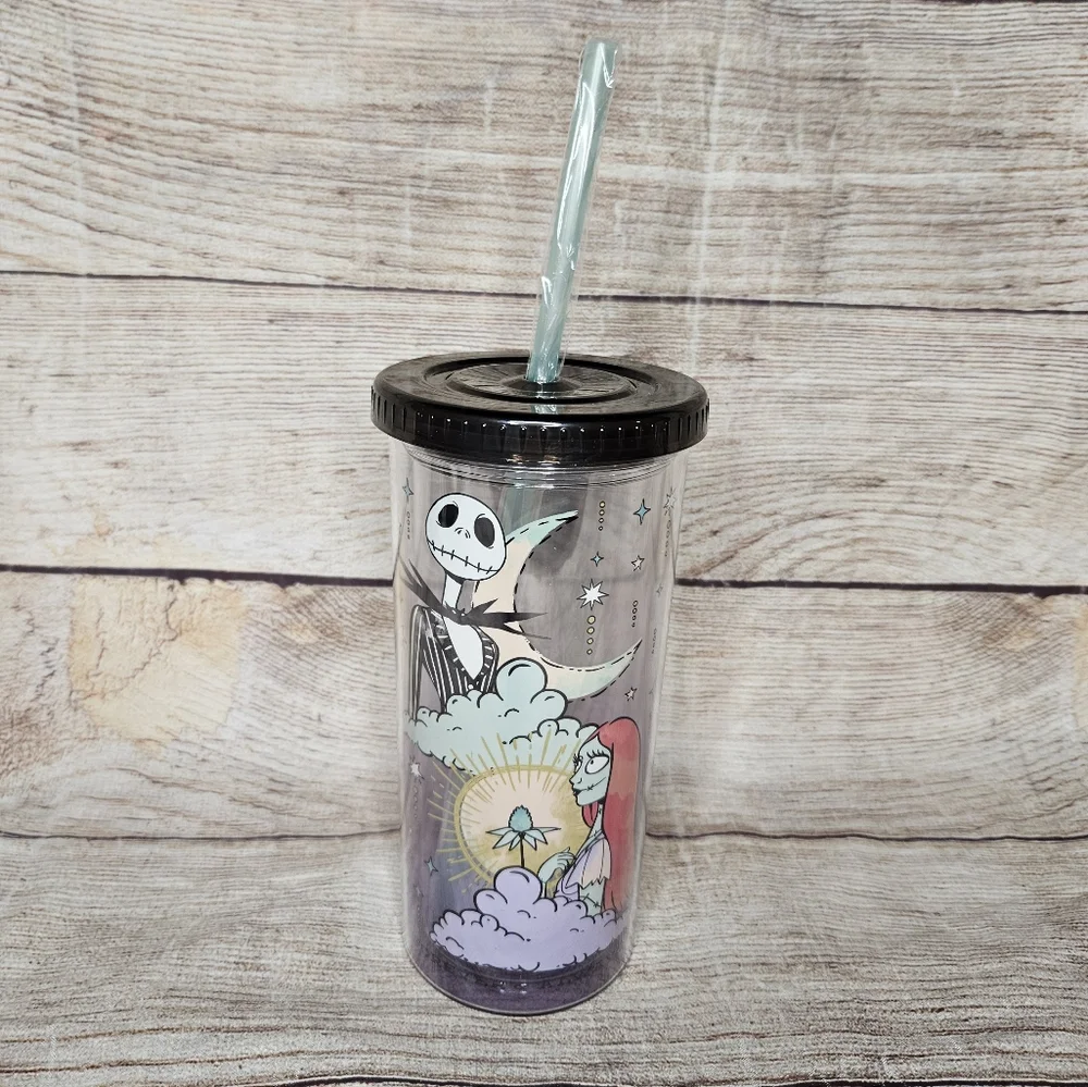 Disney Nightmare Before Christmas Jack And Sally 20oz Travel Tumbler Cup